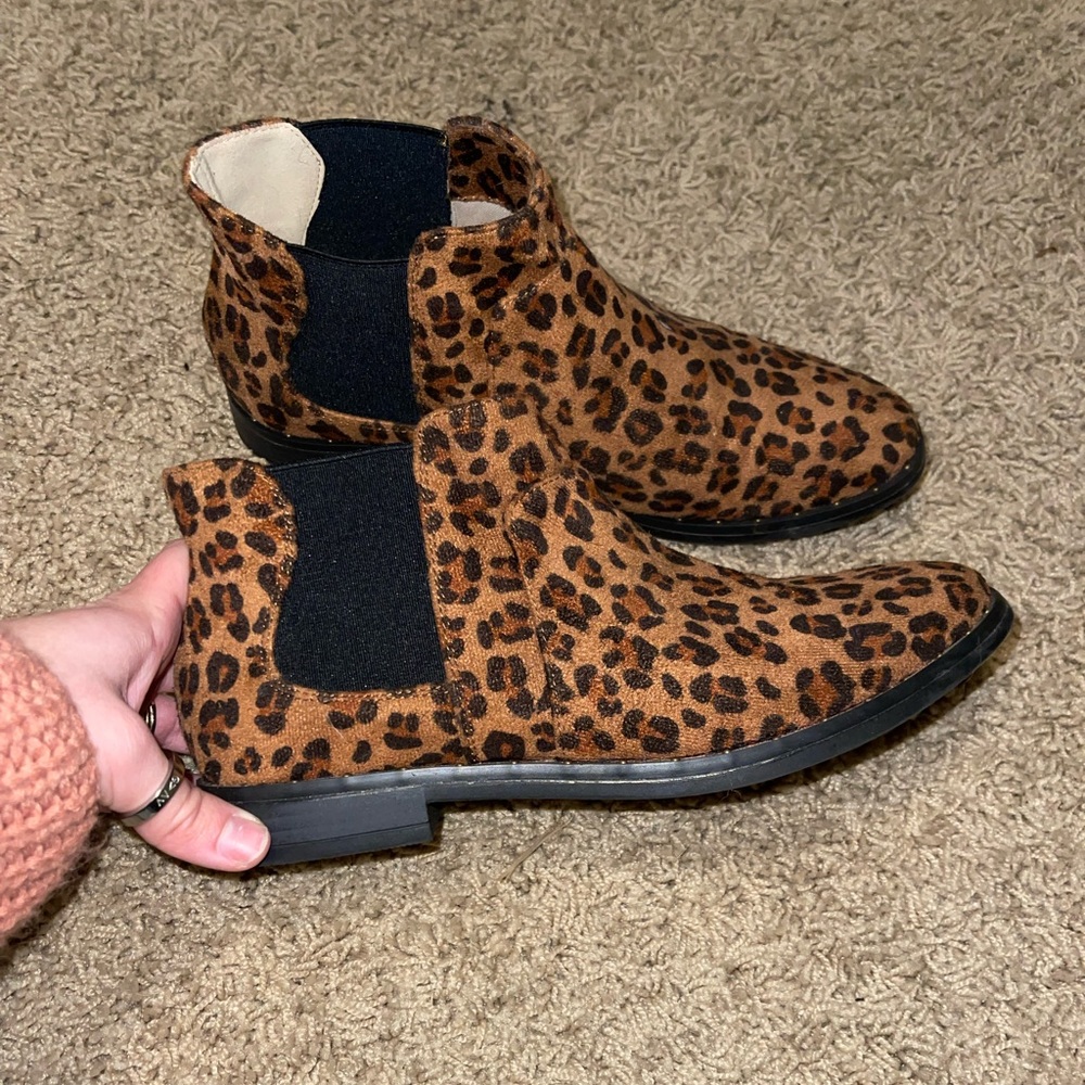 Cheetah print booties